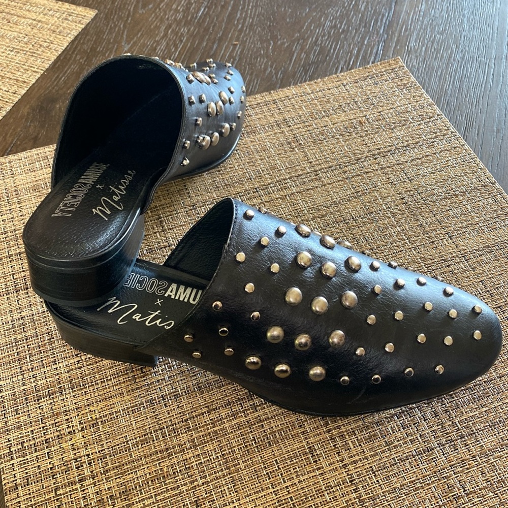 Matisse “Sicily” black leather studded flats